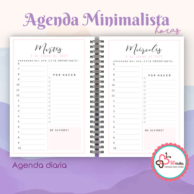 Agenda Minimalista horas