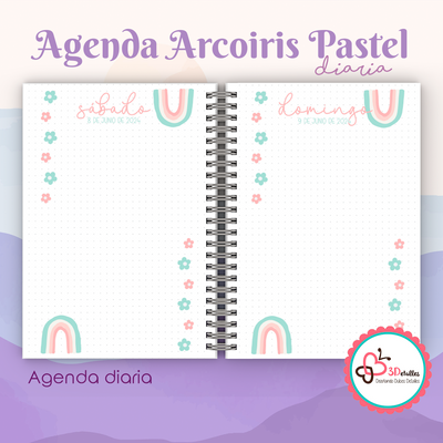 Agenda Arcoiris Pastel diaria