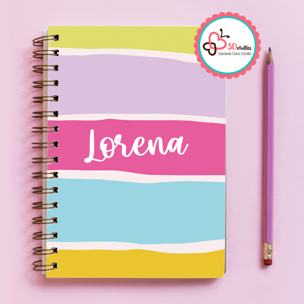 Libreta Rayas pastel Lorena 3Detalles