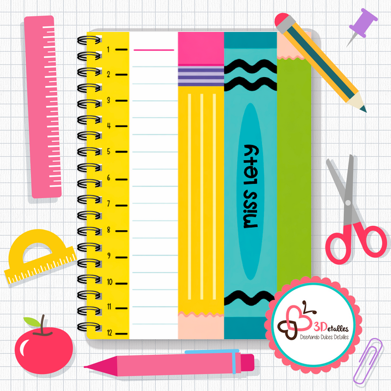 Regla, lápiz, crayola