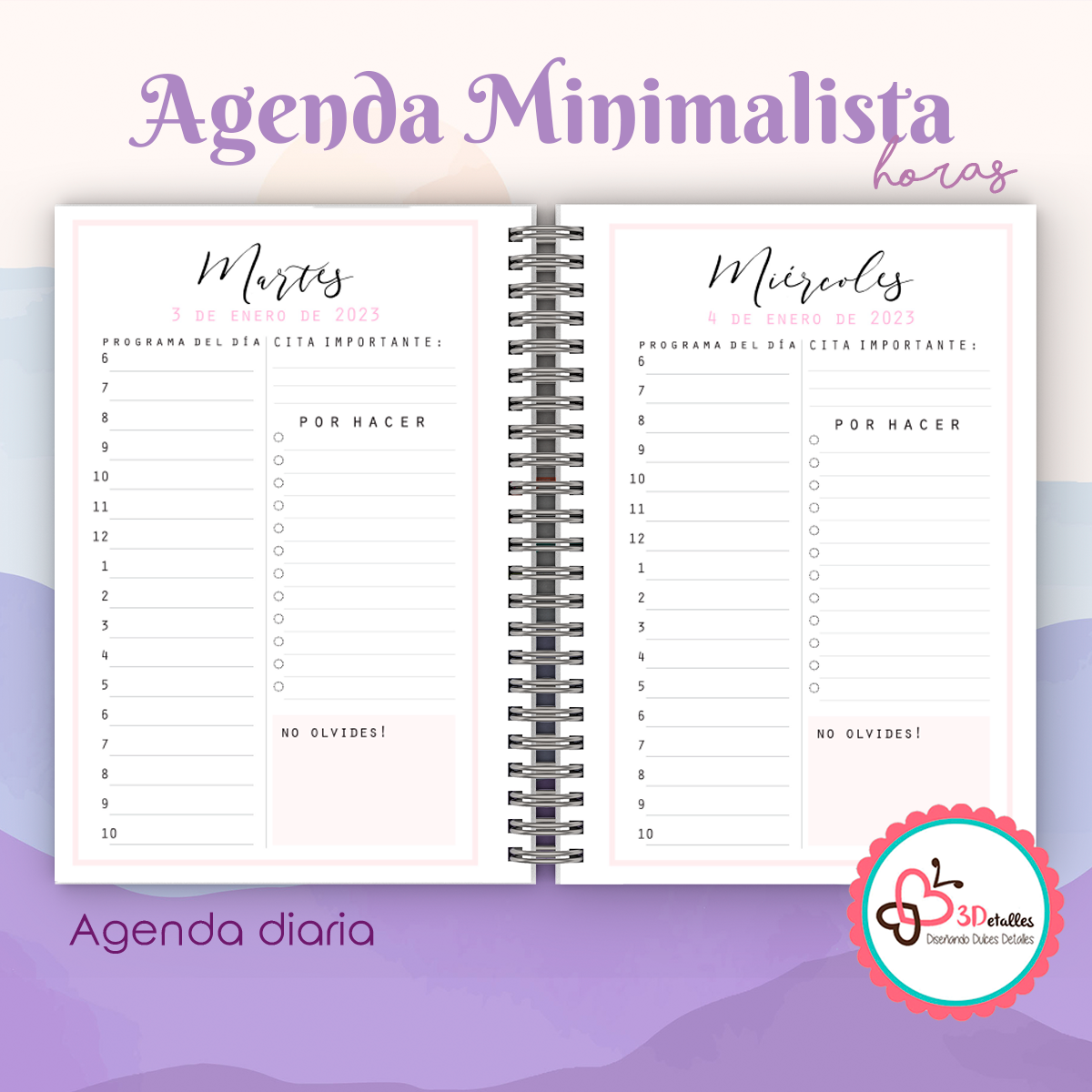 Agenda Minimalista horas
