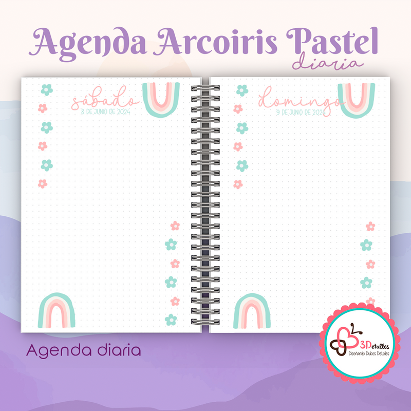 Agenda Arcoiris Pastel diaria