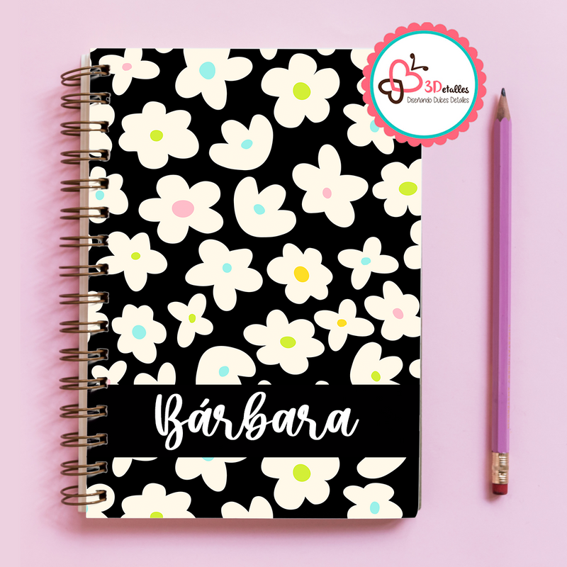 Libreta Flores Blancas
