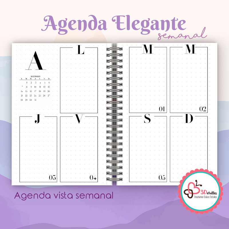 Agenda 2023 Elegante Semanal