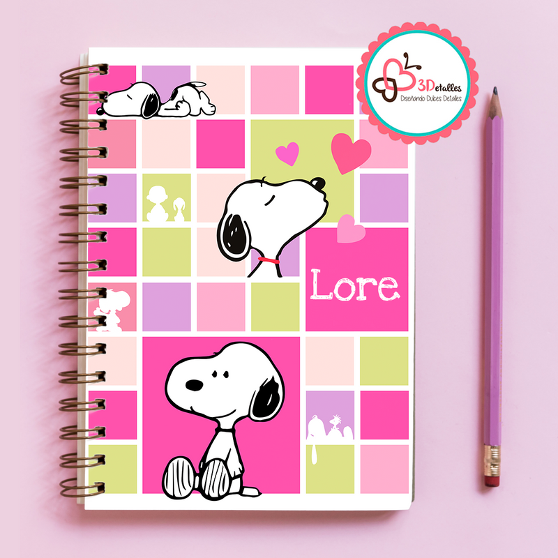 Libreta Snoopy Rosa